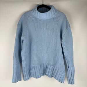 Philosophy Light Blue Thick Knit Turtleneck Soft Woven Sweater